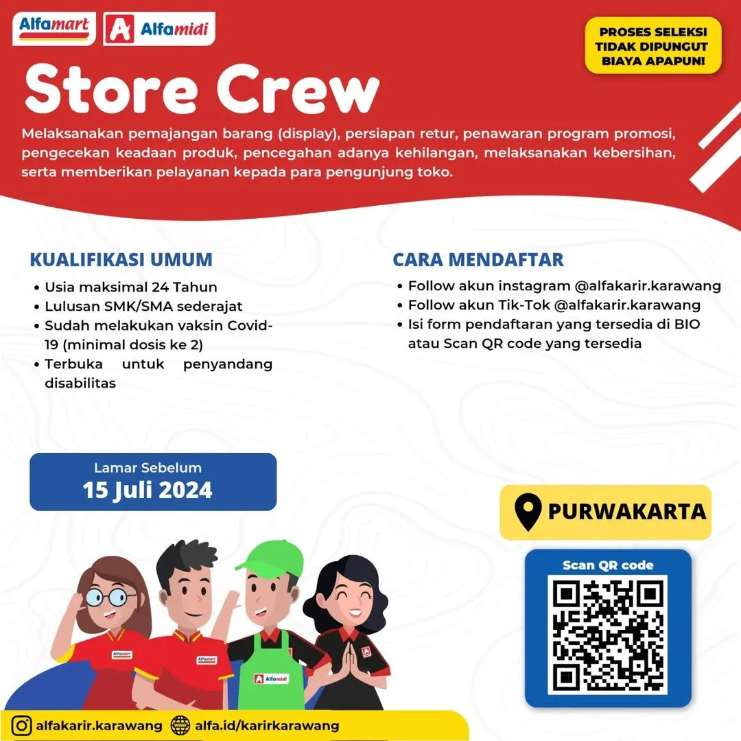 Lowongan Kerja Store Crew Alfamart Purwakarta